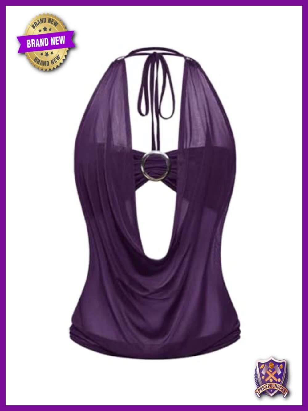 SweatyRocks Women's Sheer Mesh Halter Top Y2K Draped Sexy Rave Club Outfit